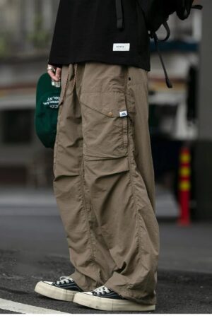 Functional Ripstop Wide Cargo Pants - Grey _ L Urban Cargo Pants