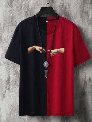 Men Hand Print Colourblock Tee CreationSplit Colorblock Tee